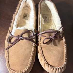 UGG Brown Suede Slippers with Plush Lining